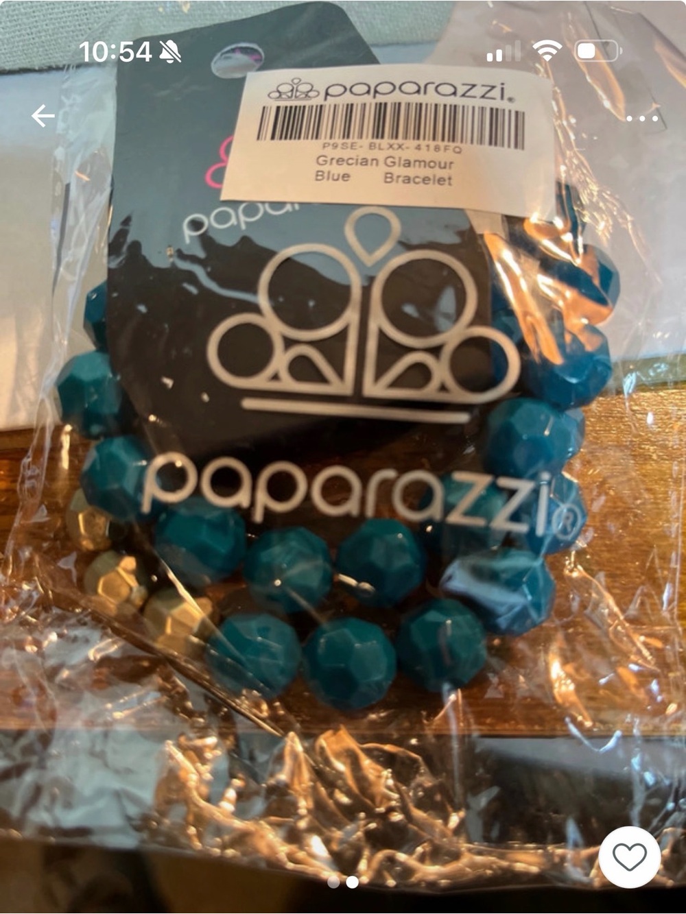 Paparazzi Teal and Gold Faceted Kids Bracelet